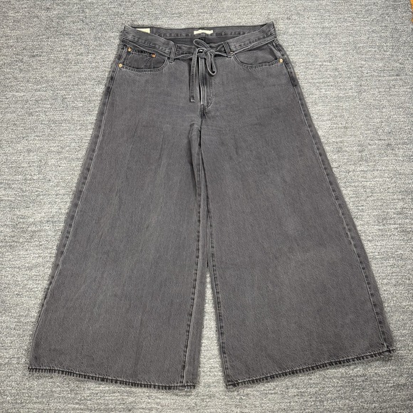 Levi's Denim - Levis Premium XL Superwide Jeans Women 33 Black Wide Leg Baggy Grunge Denim